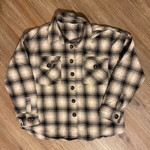 Black & Cream Plaid Button-Up Flannel
